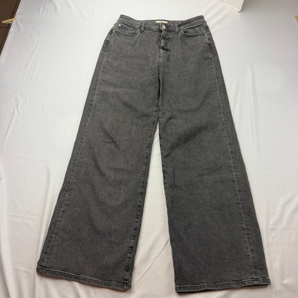 Warp + Weft Wide Leg Jeans Women 10/30 Black High Rise Denim Pants